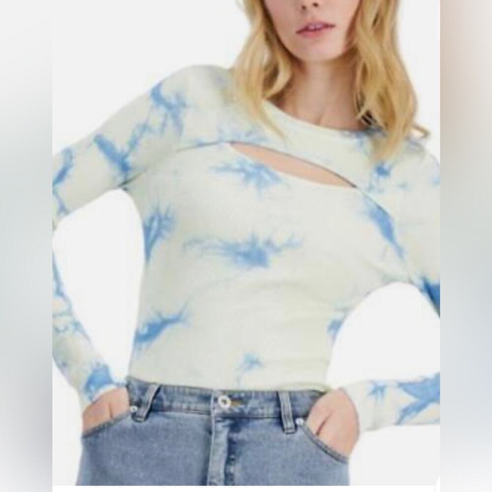 INC International Concepts Women’s Rachel Tie-dye Cutout Long Sleeve Sweater XL